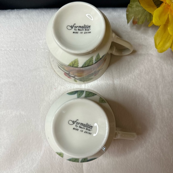 Set Of 2 Vintage Formalities By Baum Brothers Fruit Footed Cups & Saucer Set EVC - Picture 8 of 13